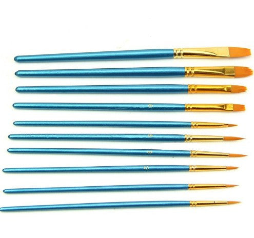 Artists Paint Brush Set Acrylic Watercolor Round Pointed Tip Nylon Hair