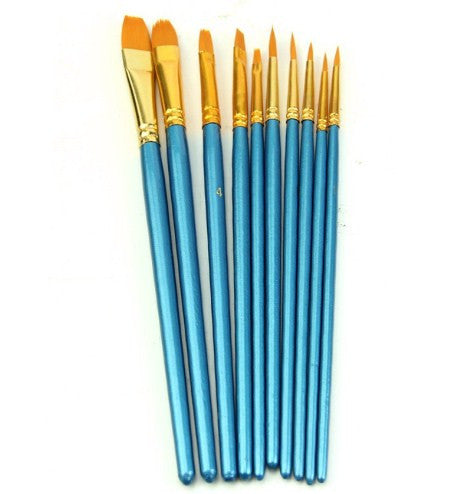 Artists Paint Brush Set Acrylic Watercolor Round Pointed Tip Nylon Hair