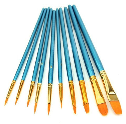 Artists Paint Brush Set Acrylic Watercolor Round Pointed Tip Nylon Hair