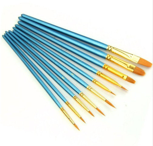 Artists Paint Brush Set Acrylic Watercolor Round Pointed Tip Nylon Hair