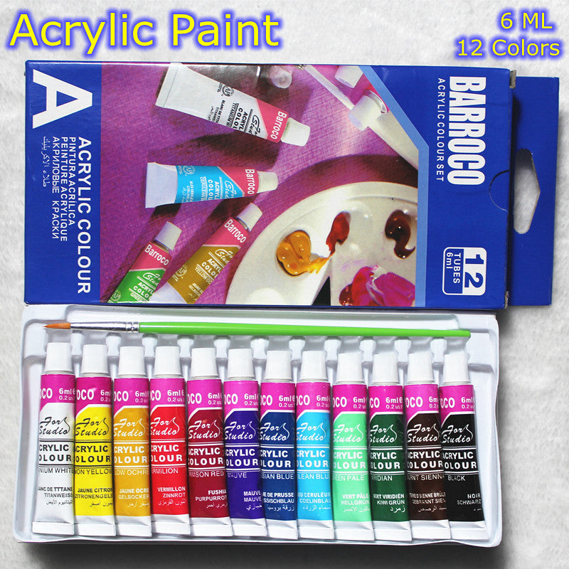 6 ML 12 Colors Professional Acrylic Paints