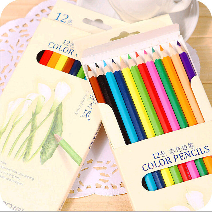 12 pcs/lot Wind Pure Color 12 Color Pencil Drawing