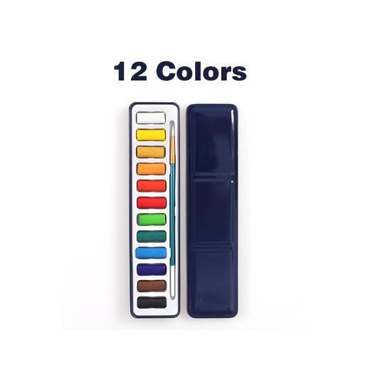 24 Colors Portable Tin Box Solid Watercolor Paints