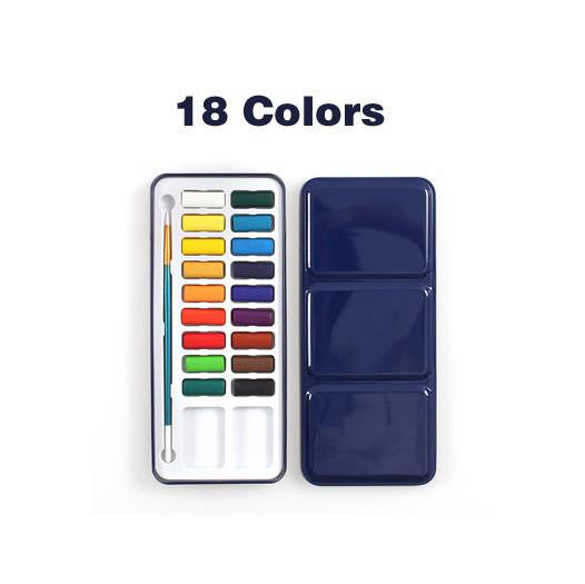 24 Colors Portable Tin Box Solid Watercolor Paints