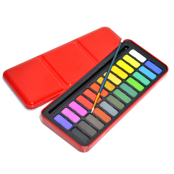 24 Colors Portable Solid Watercolor Set Solid