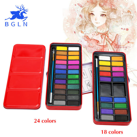 Tin Metal Watercolor Paint Box With Bonus Paintbrush